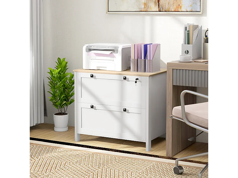 Mobile portadocumenti con 2 cassetti serratura e chiavi bianco