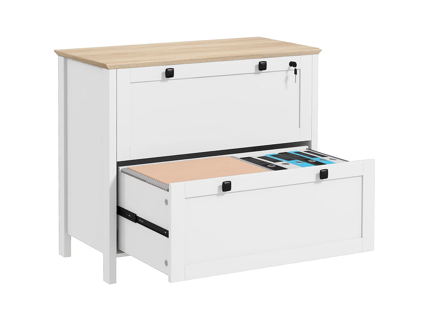 Mobile portadocumenti con 2 cassetti serratura e chiavi bianco