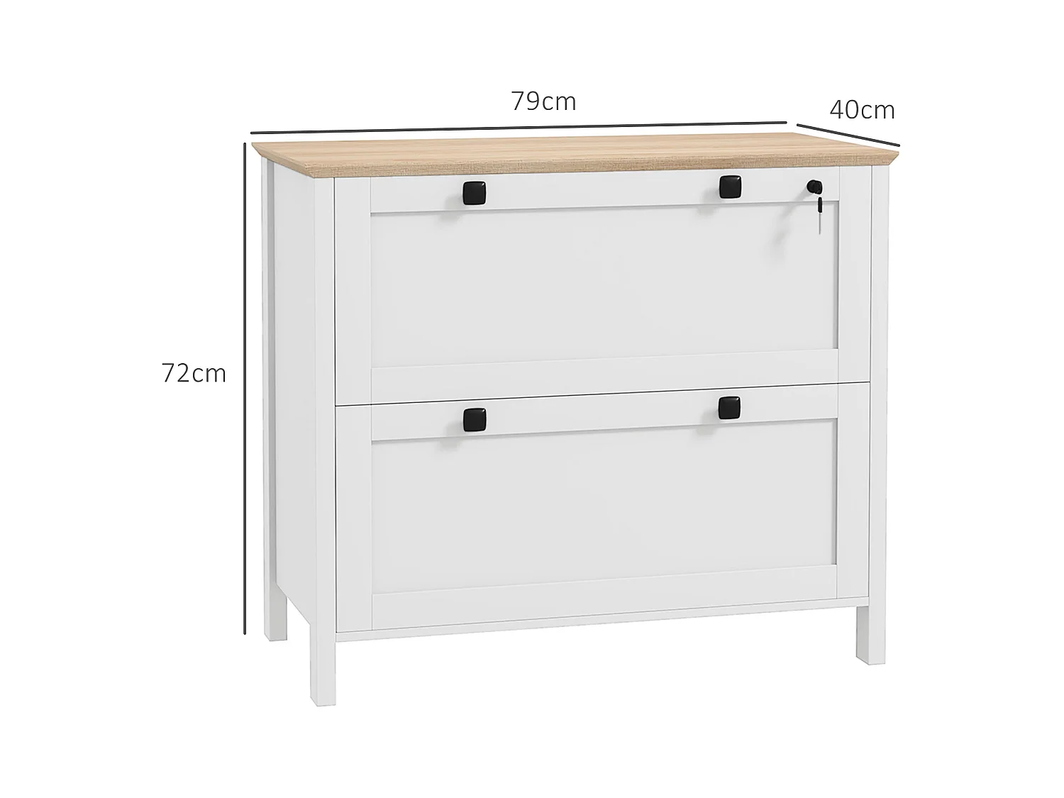 Mobile portadocumenti con 2 cassetti serratura e chiavi bianco