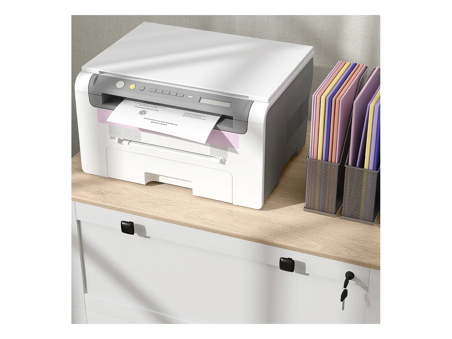 Mobile portadocumenti con 2 cassetti serratura e chiavi bianco