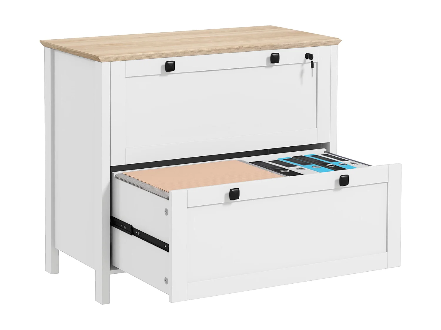 Mobile portadocumenti con 2 cassetti serratura e chiavi bianco