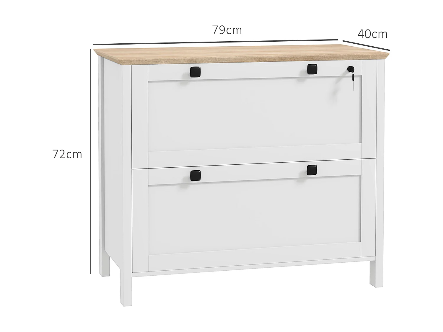 Mobile portadocumenti con 2 cassetti serratura e chiavi bianco