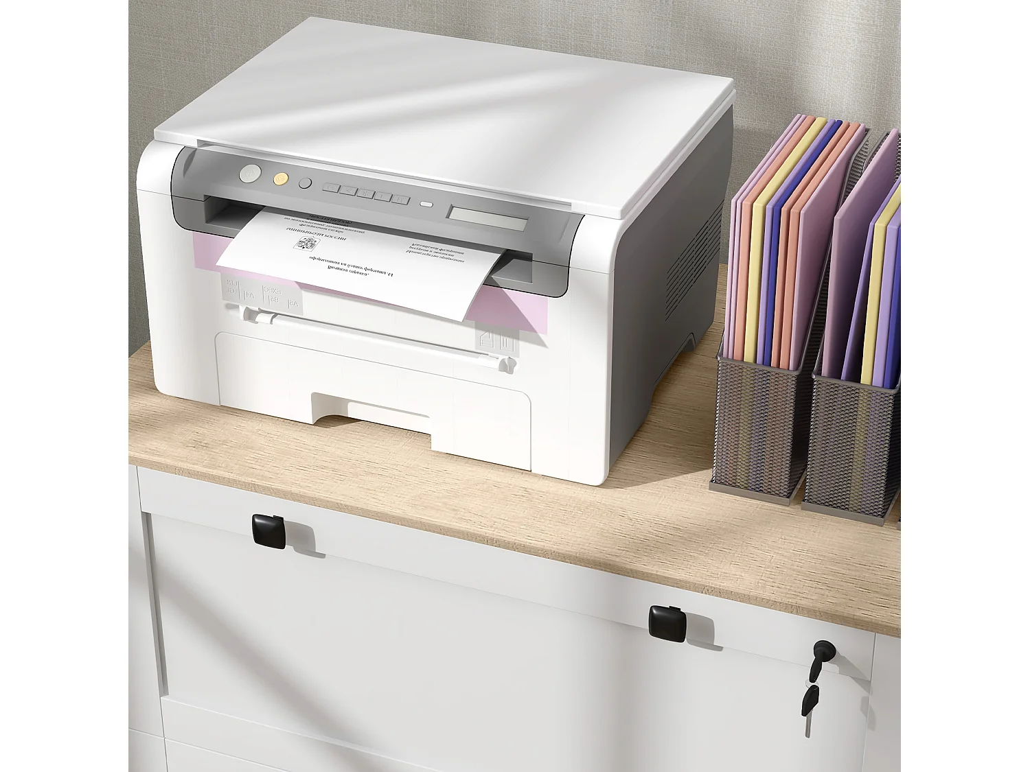 Mobile portadocumenti con 2 cassetti serratura e chiavi bianco