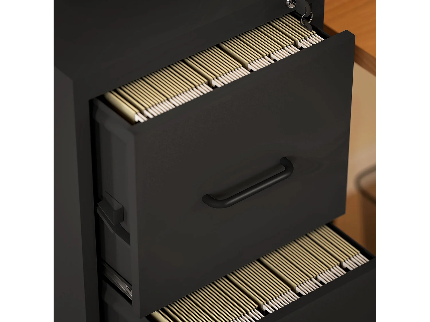 Schedario portadocumenti minimal a 3 cassetti in acciaio nero