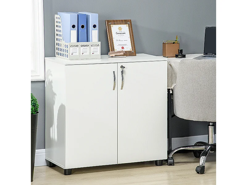 Vinsetto Mobile Ufficio Multiuso con Serratura 2 Ante e Mensola Legno