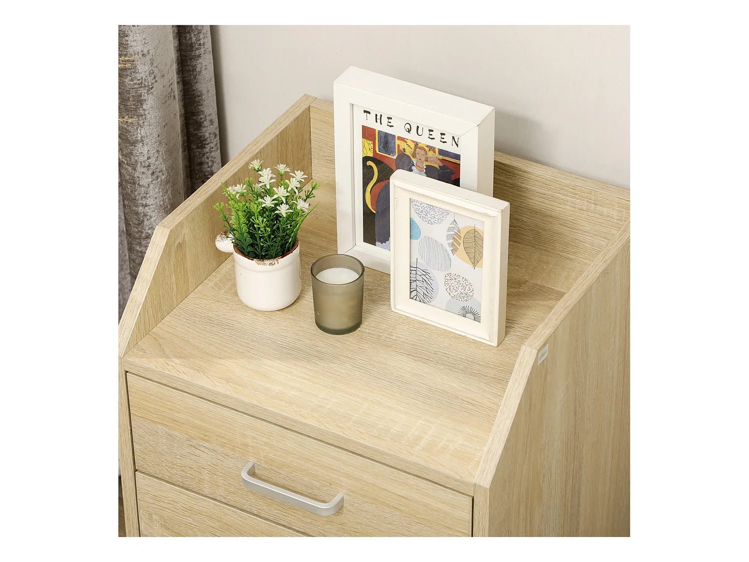 Cassettiera per ufficio a 4 cassetti con rotelle colore legno