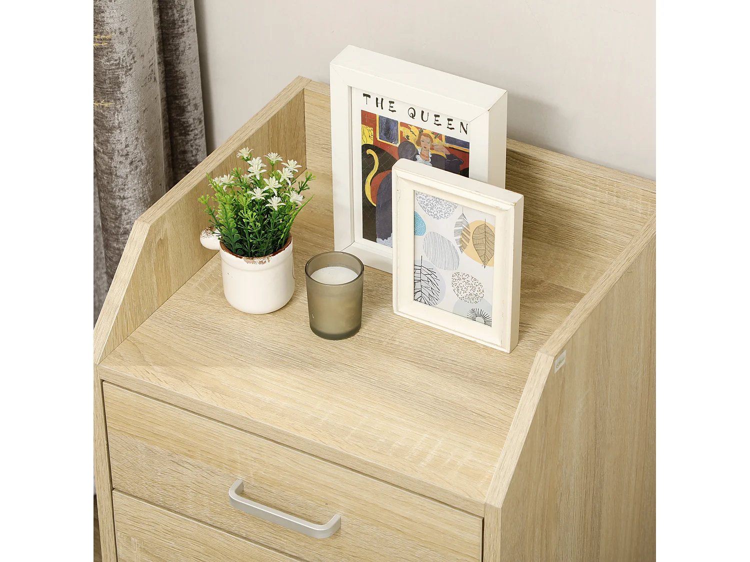 Cassettiera per ufficio a 4 cassetti con rotelle colore legno