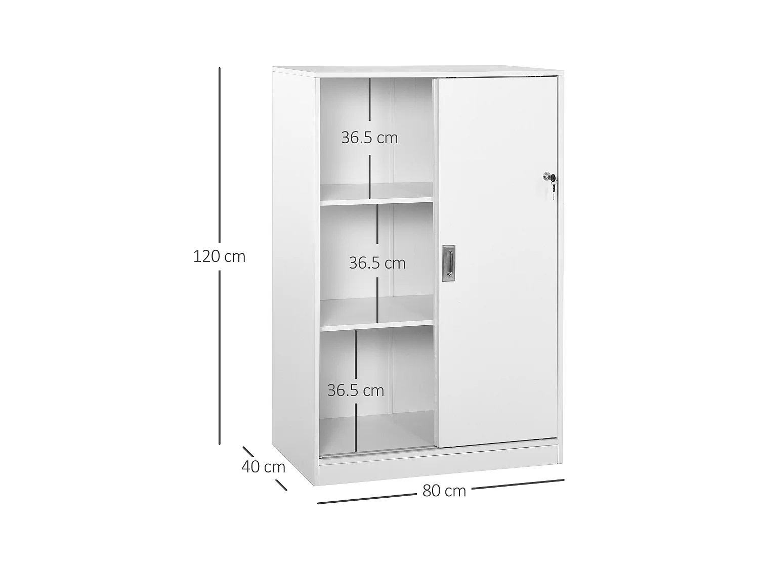 Armadietto da ufficio a 3 ripiani in truciolato bianco