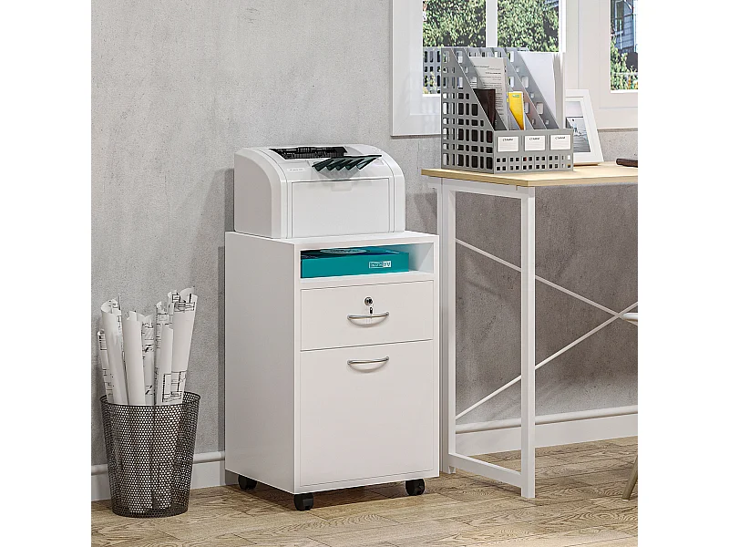 Cassettiera per ufficio in legno con 2 chiavi cassetto e armadietto