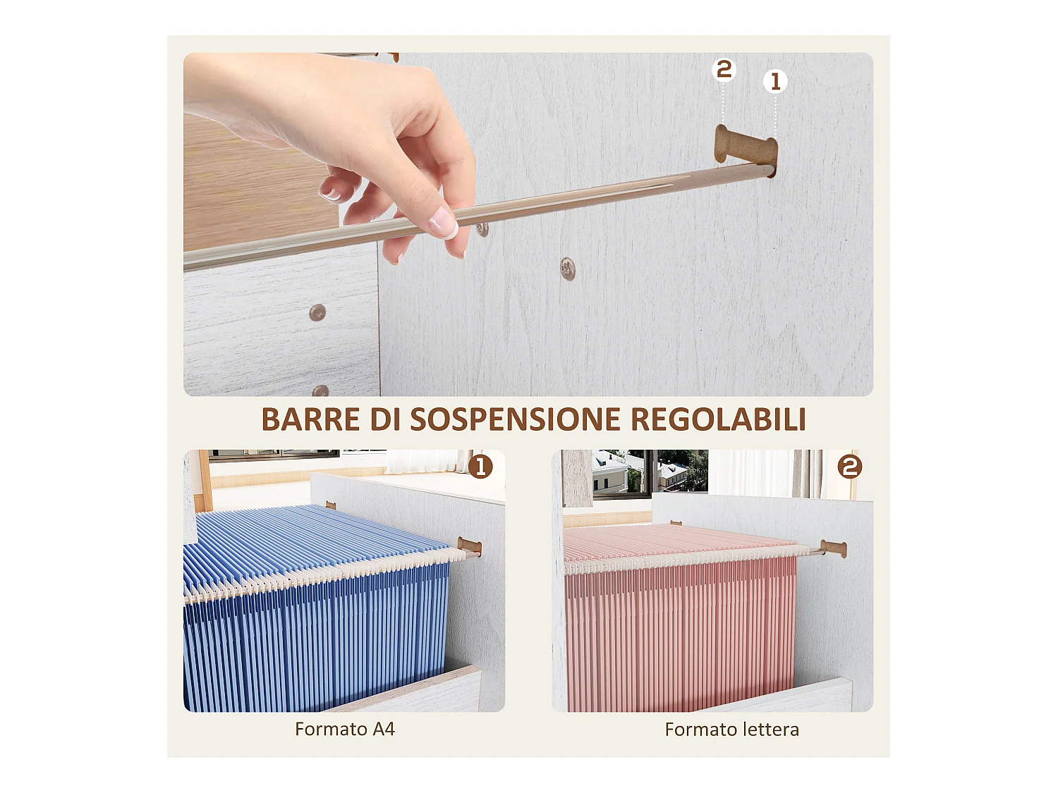 Armadio per ufficio a 4 cassetti in truciolato 40x42x130.8 cm bianco