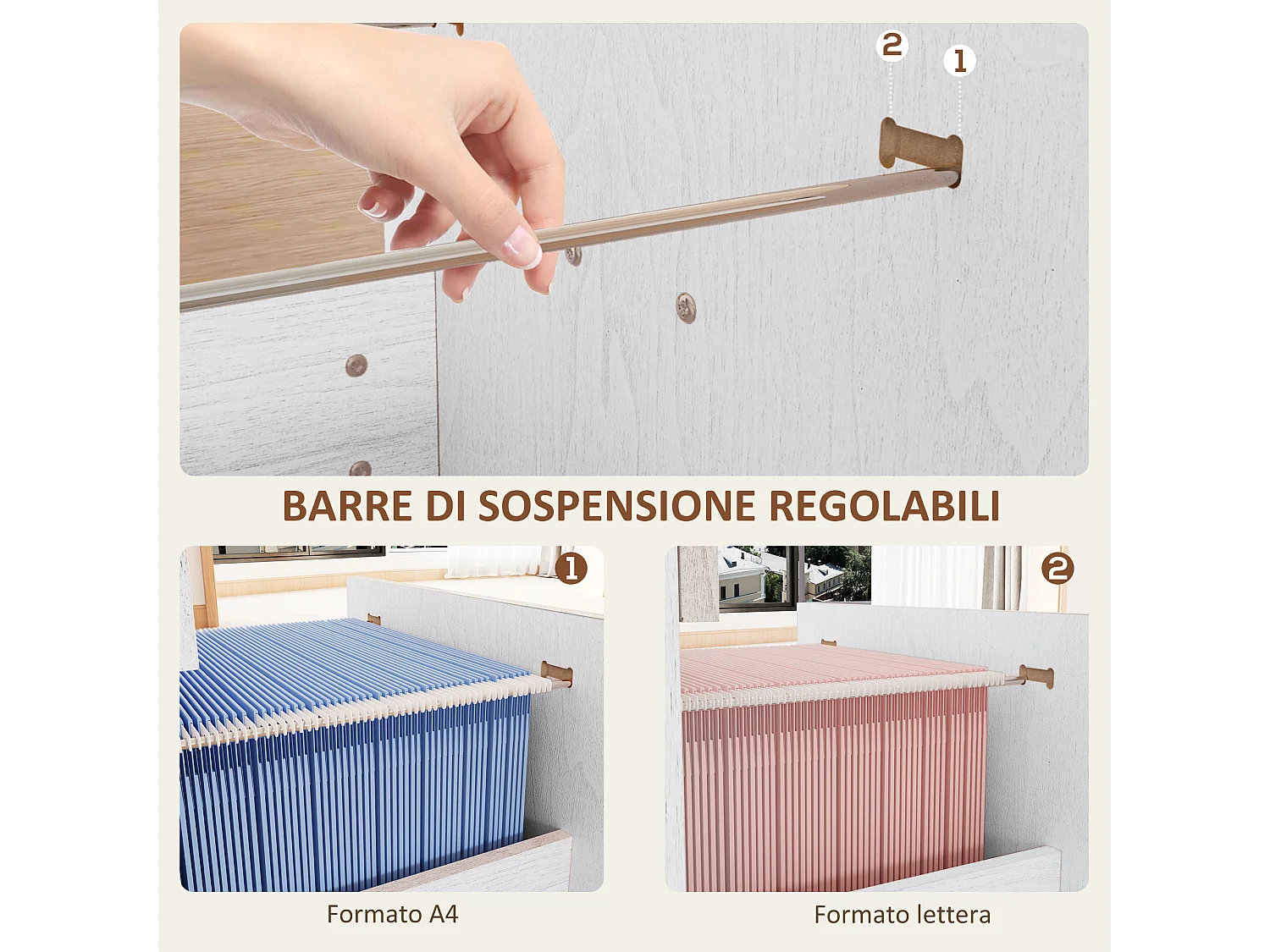 Armadio per ufficio a 4 cassetti in truciolato 40x42x130.8 cm bianco