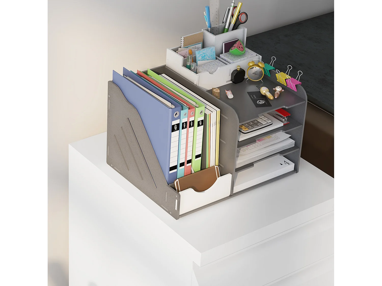 Mobiletto da ufficio a 3 cassetti in acciaio bianco