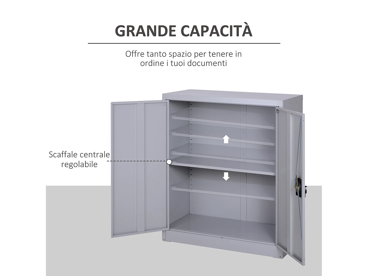 Armadietto mobile con ripiano regolabile e chiusura di sicurezza