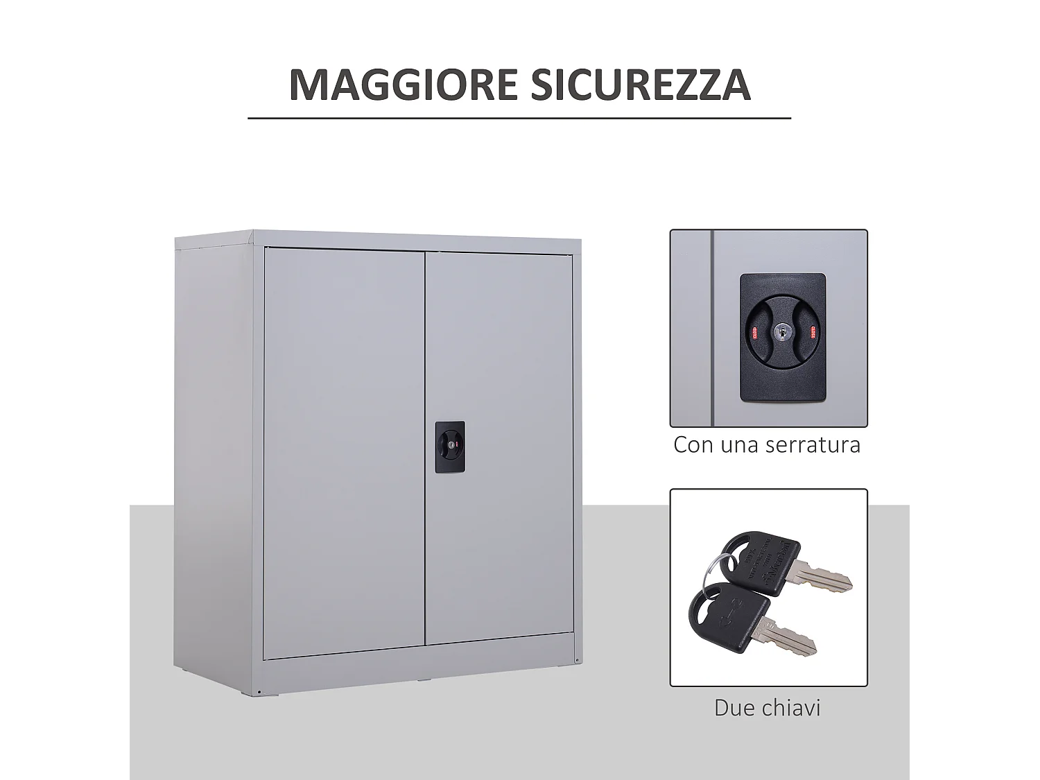 Armadietto mobile con ripiano regolabile e chiusura di sicurezza