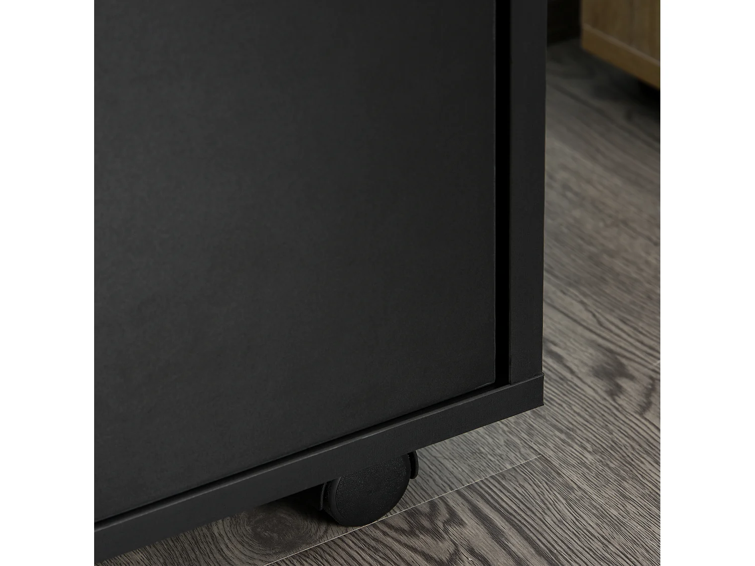 Cassettiera portadocumenti da ufficio 2 cassetti 4 ruote in legno nero