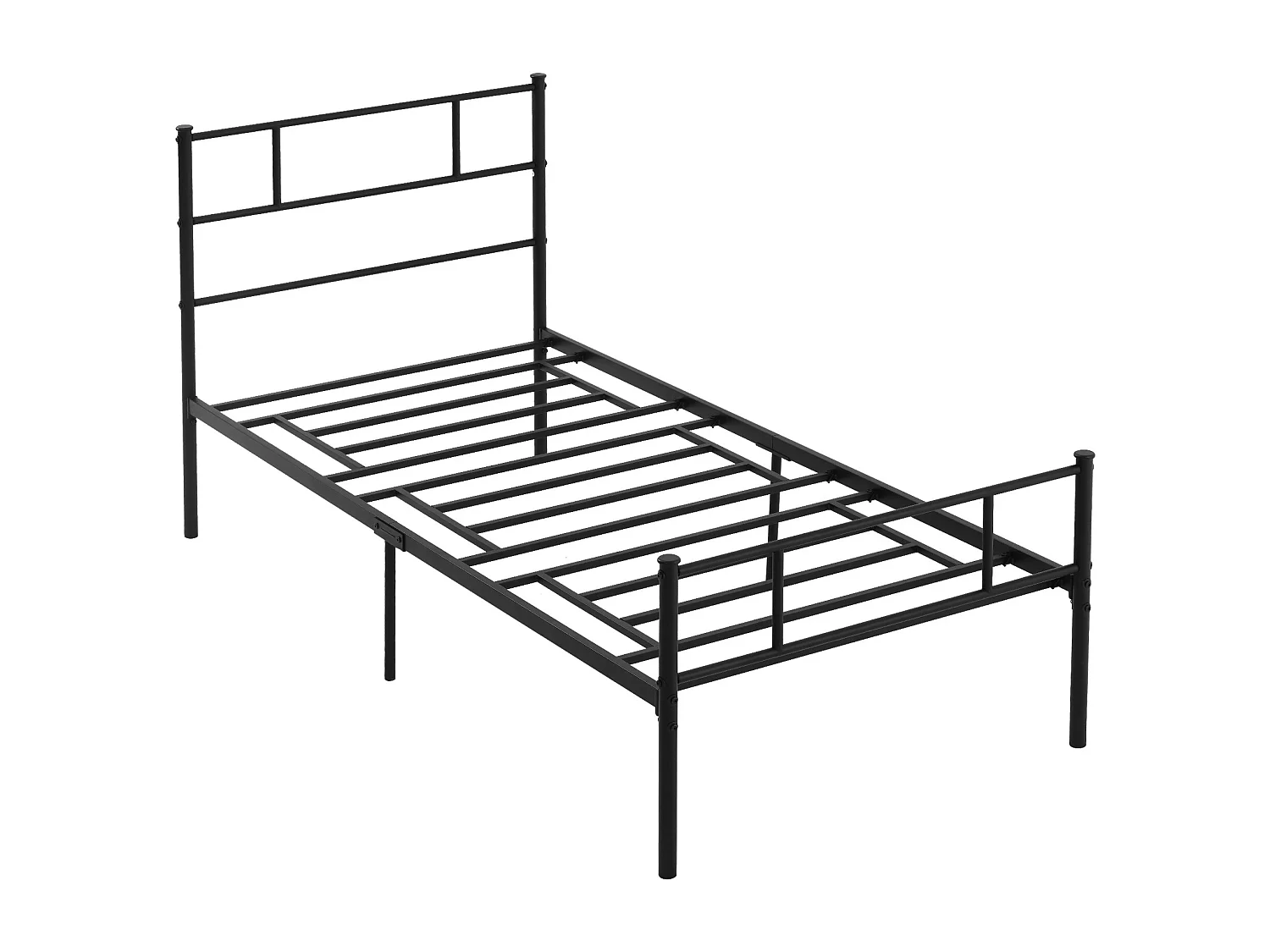 Letto singolo 90x200cm con doghe integrate e testiera acciaio