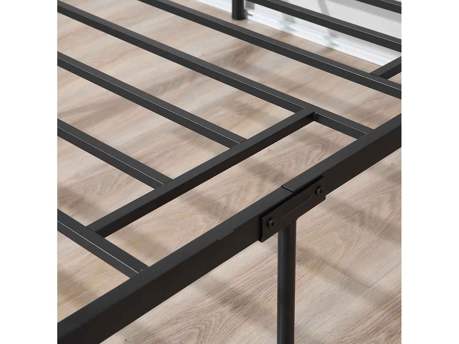 Letto singolo 90x200cm con doghe integrate e testiera acciaio