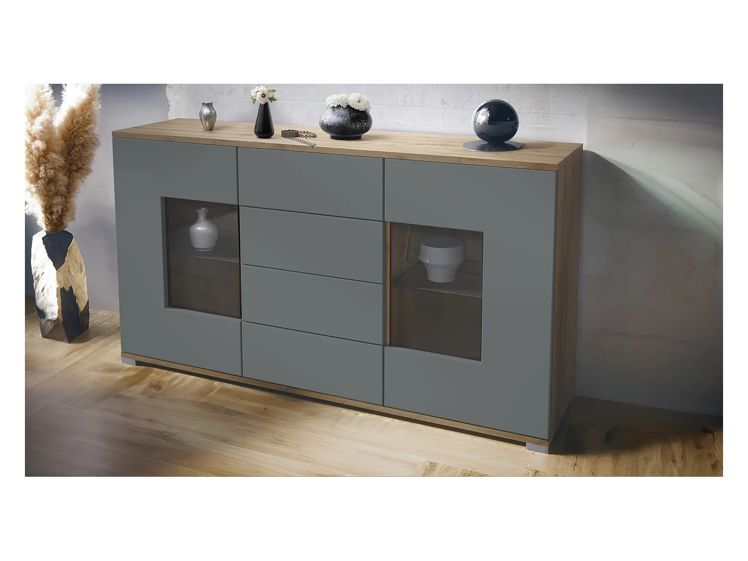 SIDEBOARD Grömitz Graphit Seidenmatt