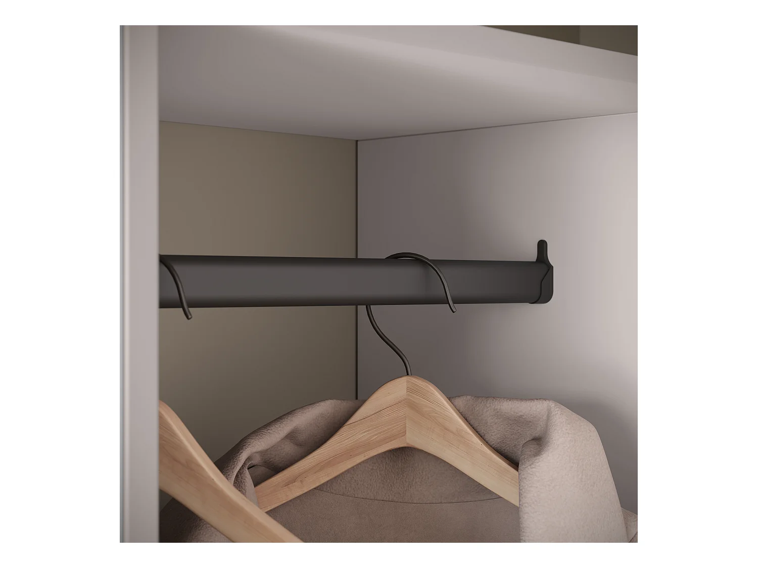 Armoire moderne 90 cm armoire dentrée avec miroir étagères et tringle mat beige cachemire