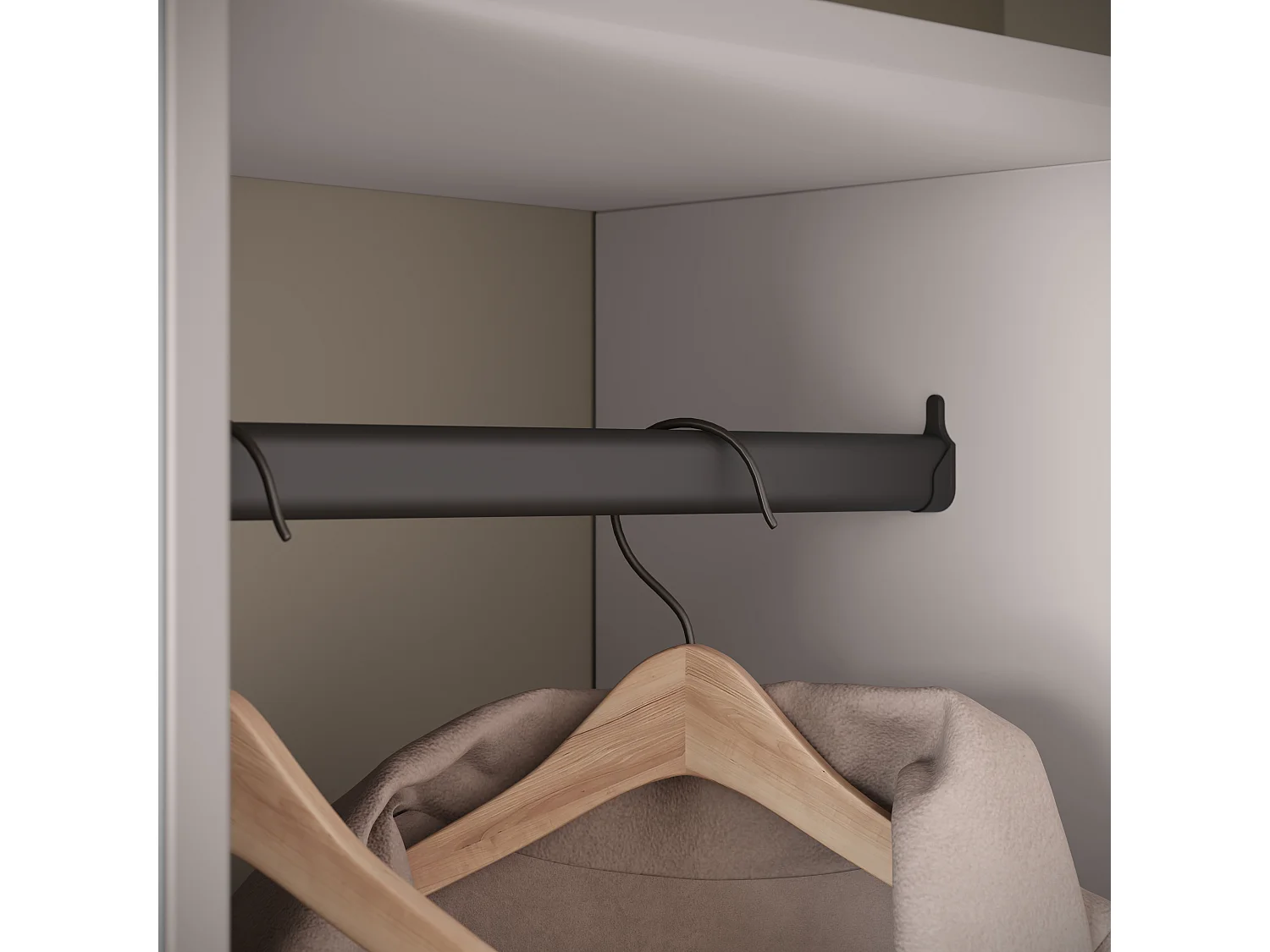 Armoire moderne 90 cm armoire dentrée avec miroir étagères et tringle mat beige cachemire