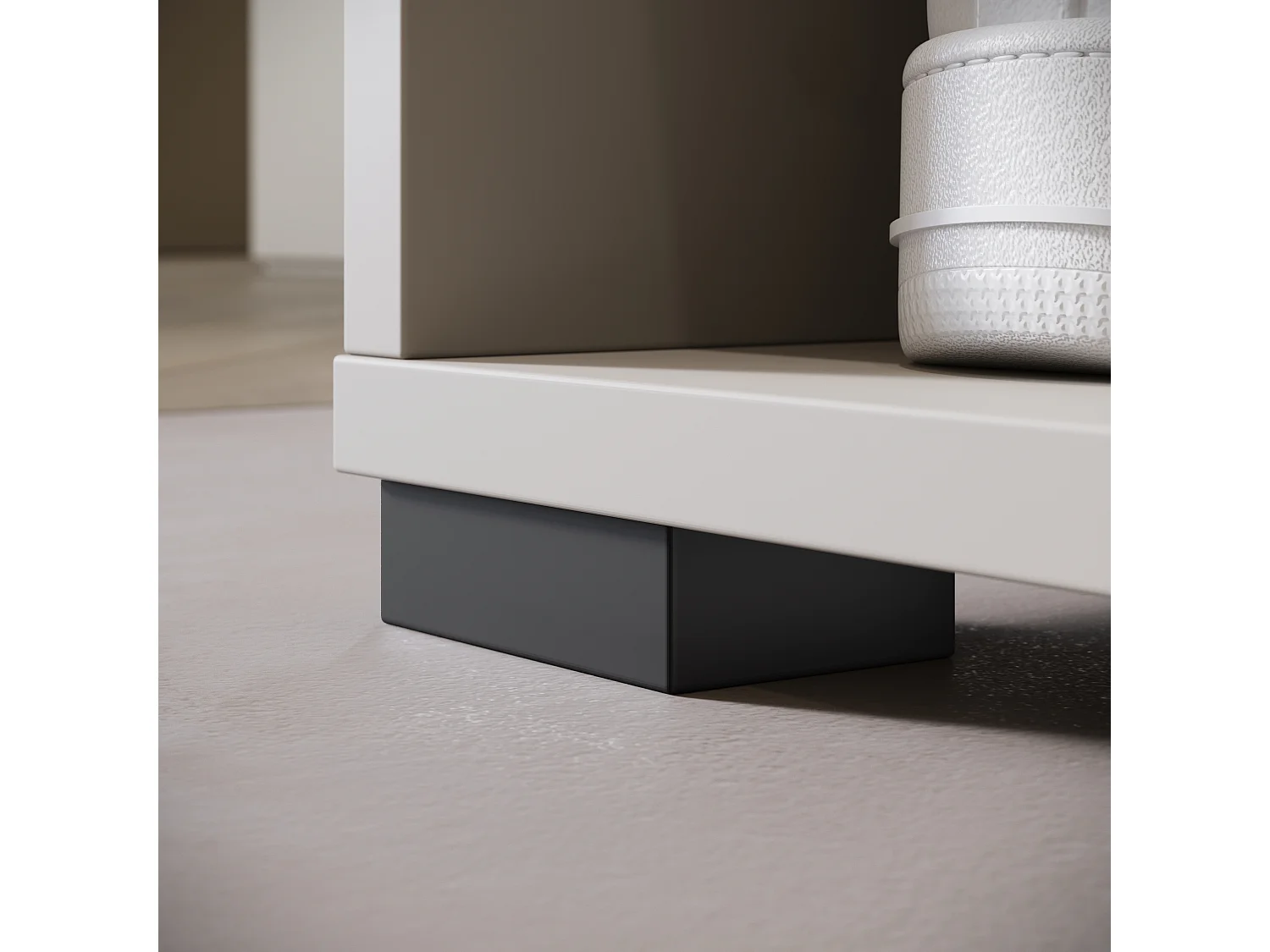Moderne garderobekast 90 cm hal kast met spiegel planken en roede mat beige kasjmier