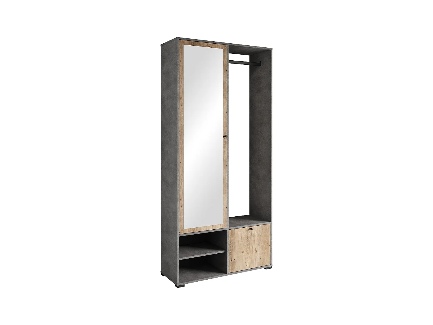 Armoire moderne 90 cm armoire dentrée avec miroir étagères et tringle mat matera kastanien breslau