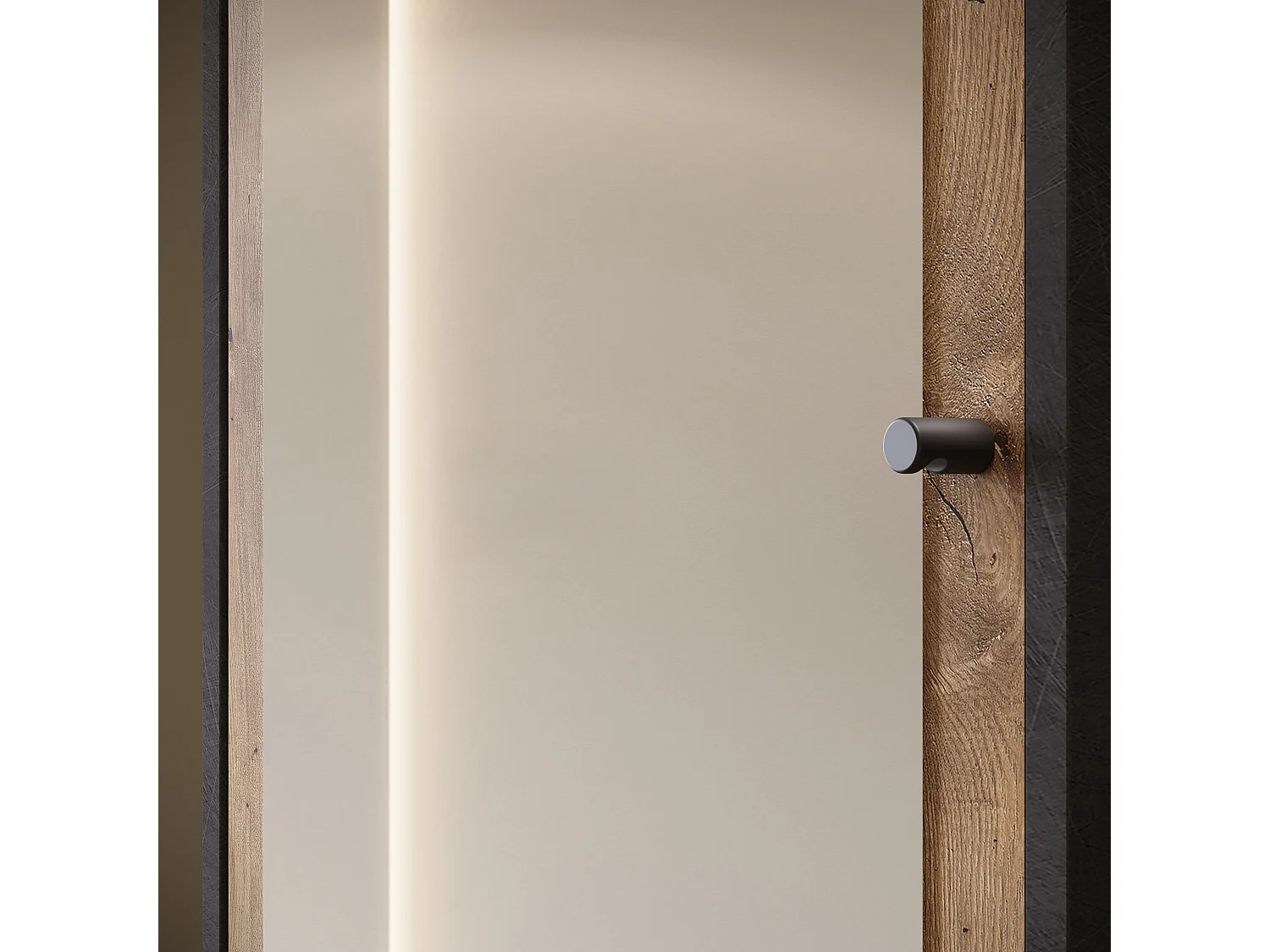 Garderobenschrank mit Spiegel DINO 90x190 cm, Flurmöbel, Schuhschrank, Garderobe mit Kleiderhaken, Farbe Matera/Kastanie