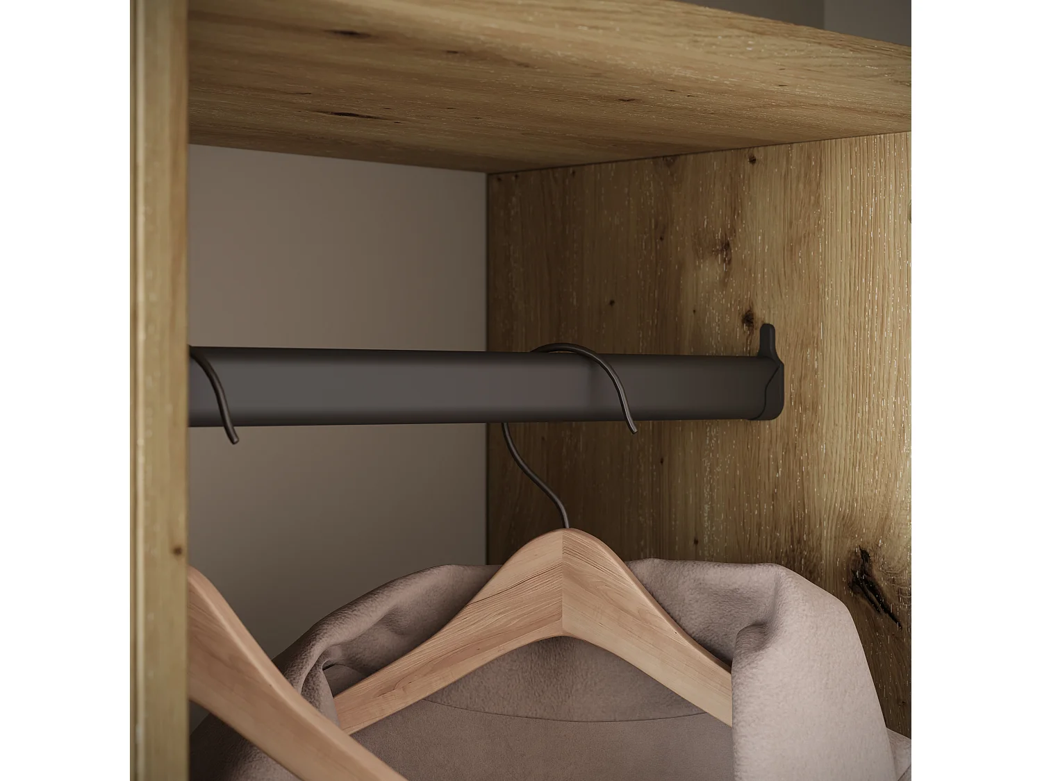 Armoire moderne 90 cm armoire dentrée avec miroir étagères et tringle mat artisan graphite noir