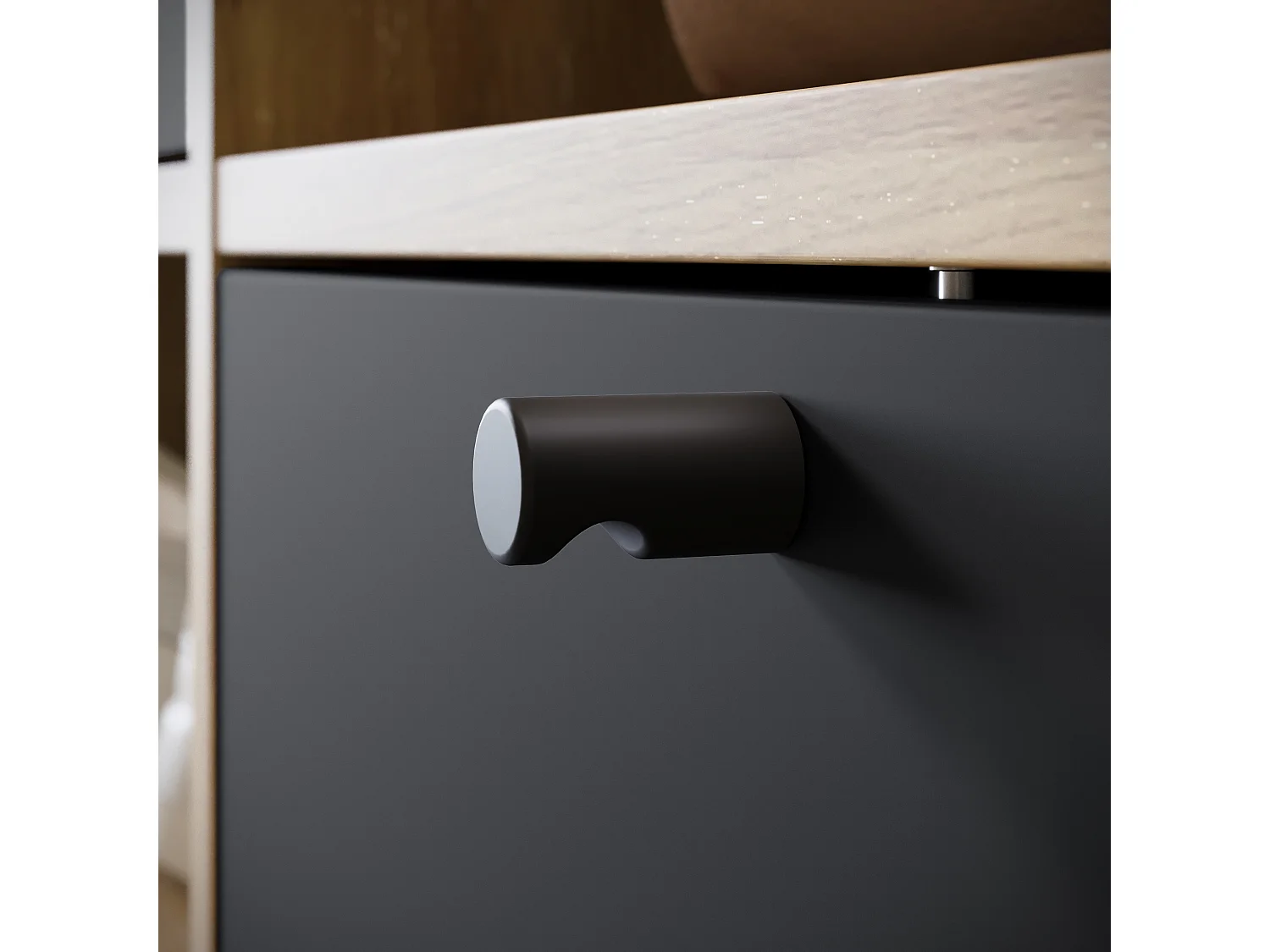 Armoire moderne 90 cm armoire dentrée avec miroir étagères et tringle mat artisan graphite noir