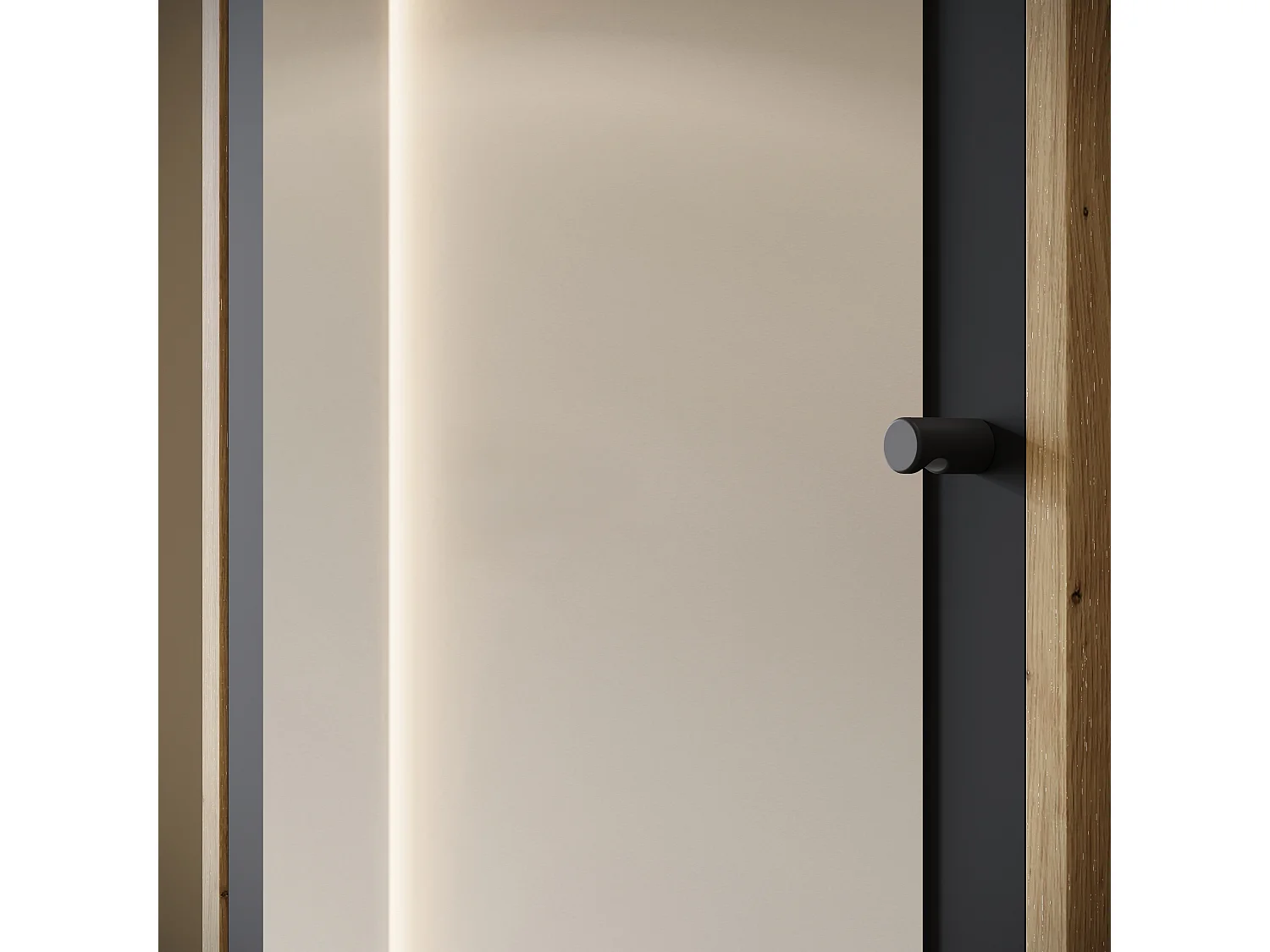 Moderne garderobekast 90 cm hal kast met spiegel planken en roede mat artisan zwart grafiet