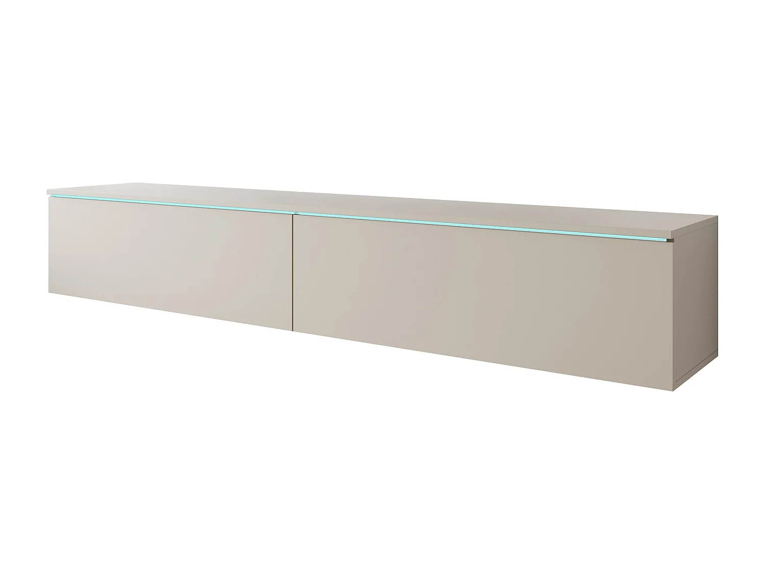 Moderne tv-meubel 180 cm voor de woonkamer – 2-deurs, greeploos, matte afwerking, staand of hangend, cashmere beige