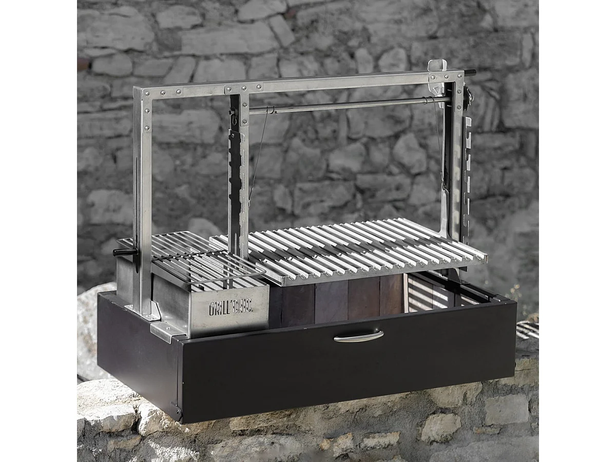 Barbecue Argentin à Poser Santa Maria Asado - A poser - Grille L - Acier robuste pour cuisson au feu de bois