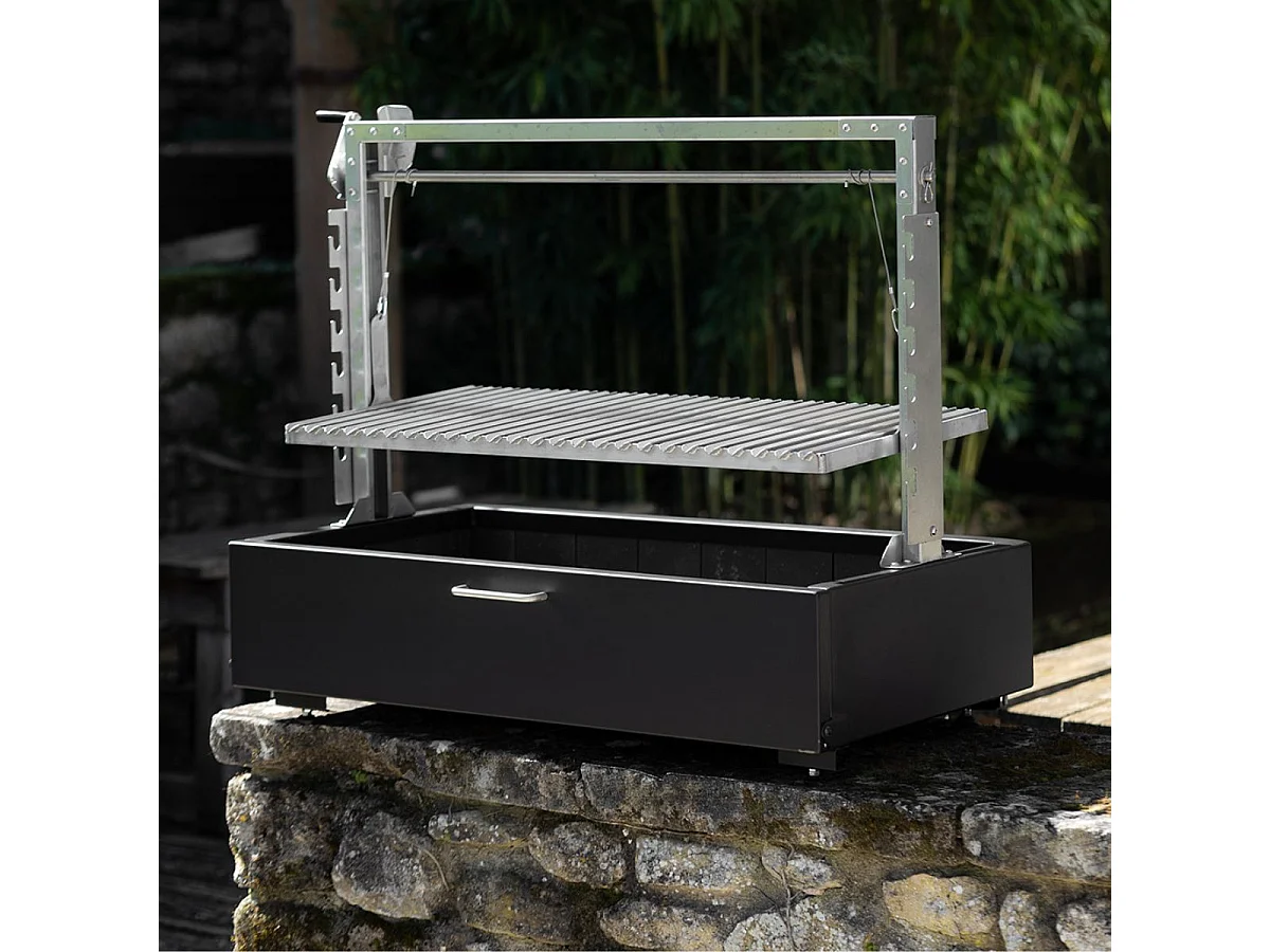 Barbecue Argentin à Poser Santa Maria Asado - A poser - Grille L - Acier robuste pour cuisson au feu de bois