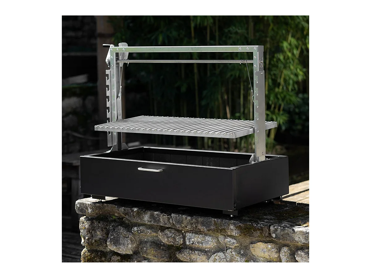 Barbecue Argentin à Poser Santa Maria Asado - A poser - Grille XL - Acier robuste pour cuisson au feu de bois