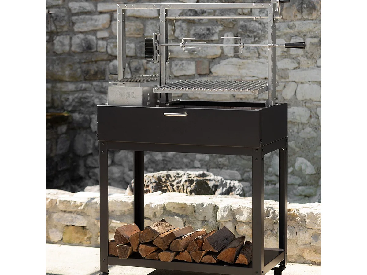 Barbecue Argentin à Poser Santa Maria Asado - Sur pied - Mixte Grille/Foyer - Acier robuste pour cuisson au feu de bois