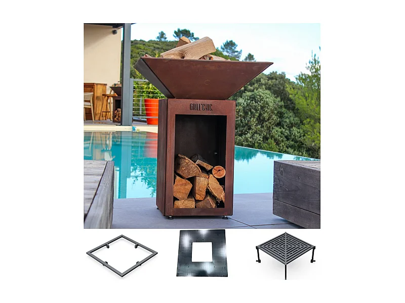 Kit de cuisson Brasero AUVERGNAT - MINI CEVENOL Carré 59 cm - Accessoire Cuisson Brasero Plancha Barbecue