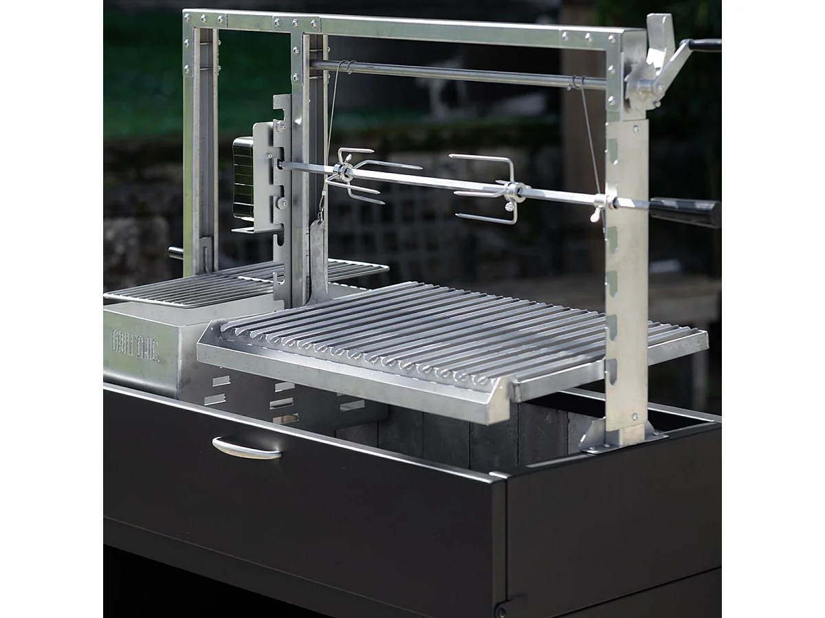 Barbecue Argentin à Poser Santa Maria Asado - Sur meuble - Grille XL - Acier robuste pour cuisson au feu de bois