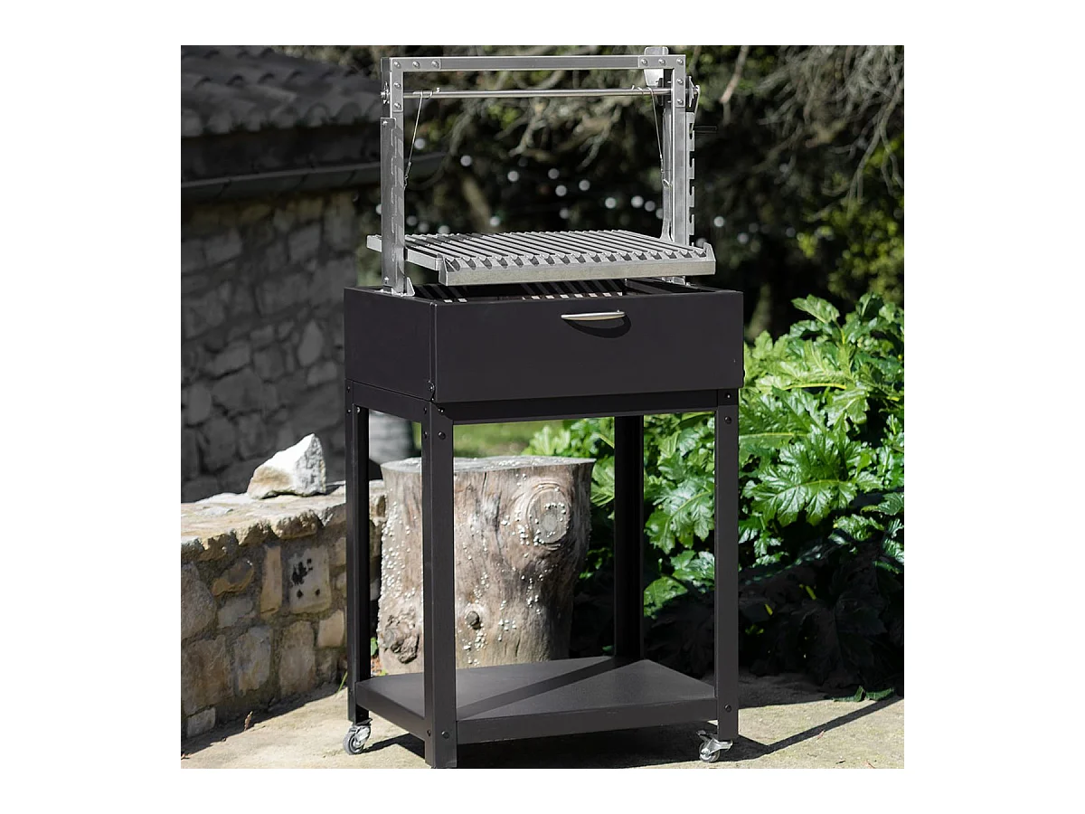 Barbecue Argentin à Poser Santa Maria Asado - Sur pied - Grille L - Acier robuste pour cuisson au feu de bois