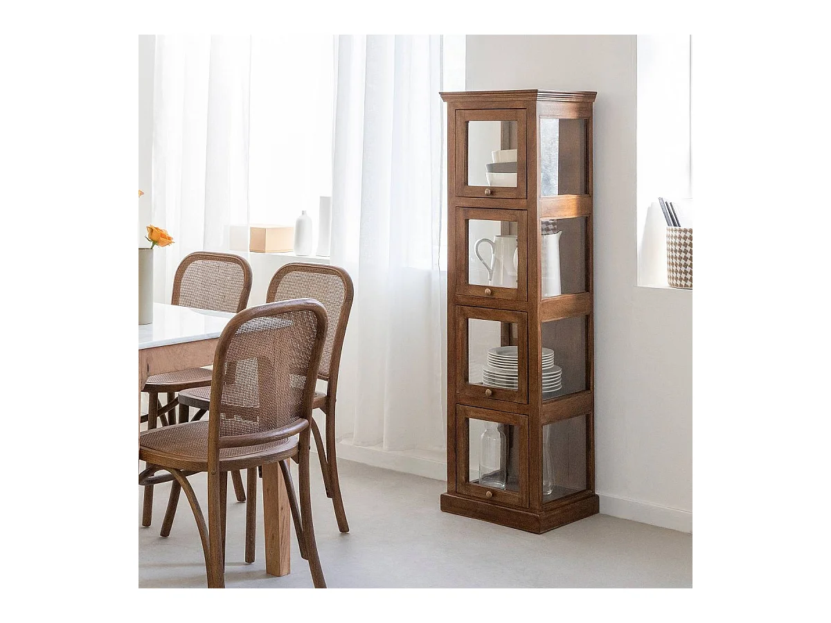 Colonne vitrée en bois de manguier Remick