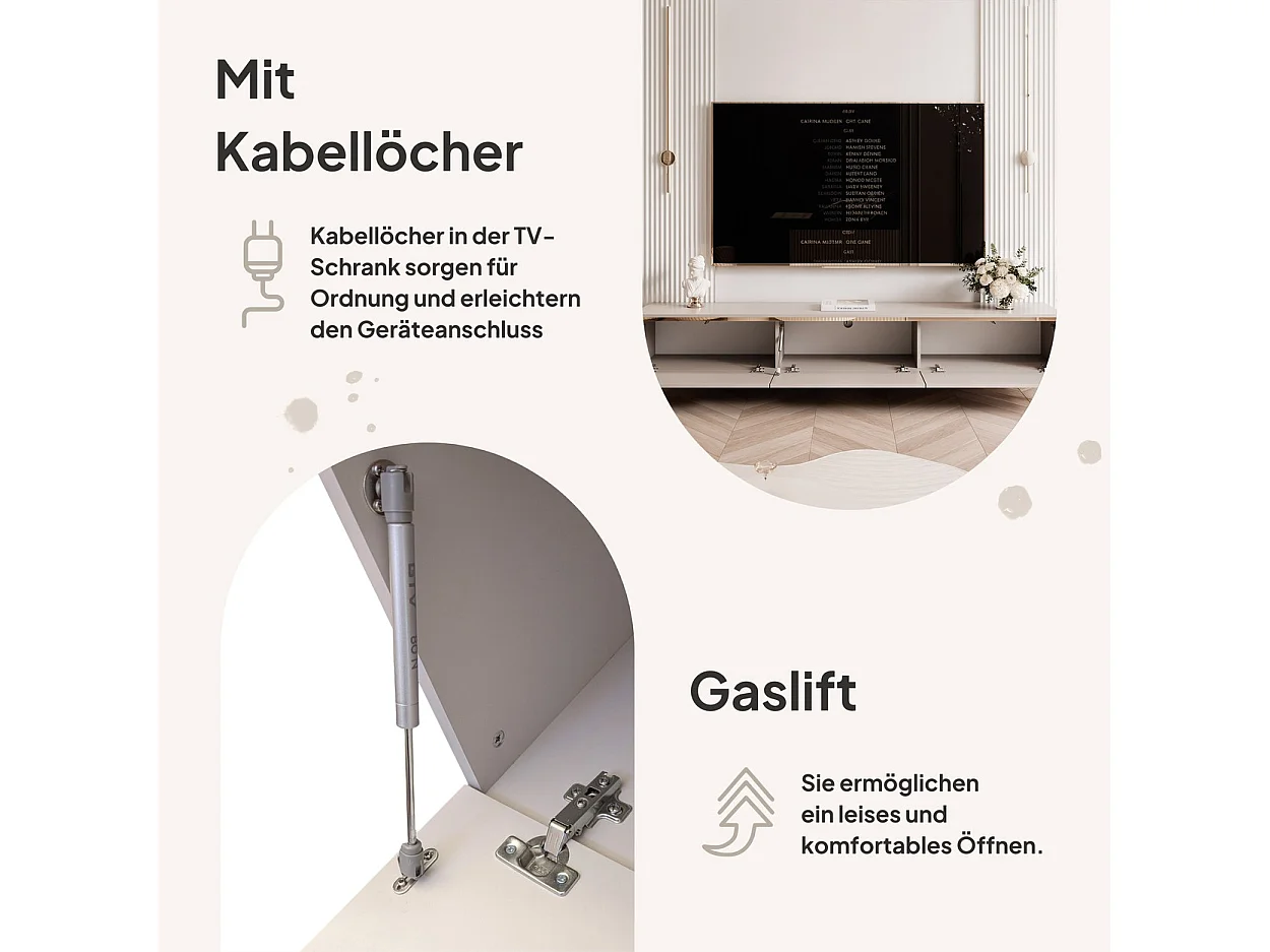 Meuble TV - 200 cm - SELIA - Cachemire