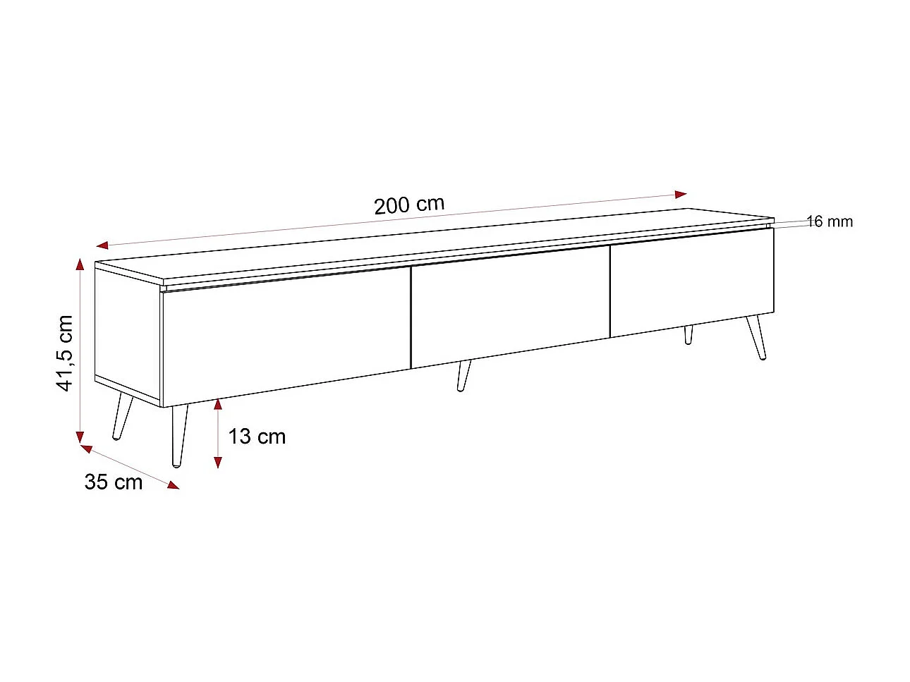 Meuble TV - 200 cm - SELIA - Cachemire