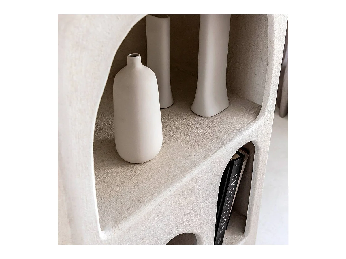 Bibliothèque en bois effet béton blanc Danaé