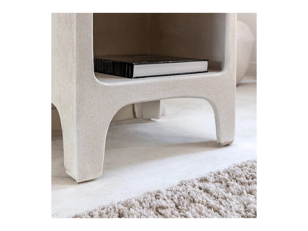 Bibliothèque en bois effet béton blanc Danaé