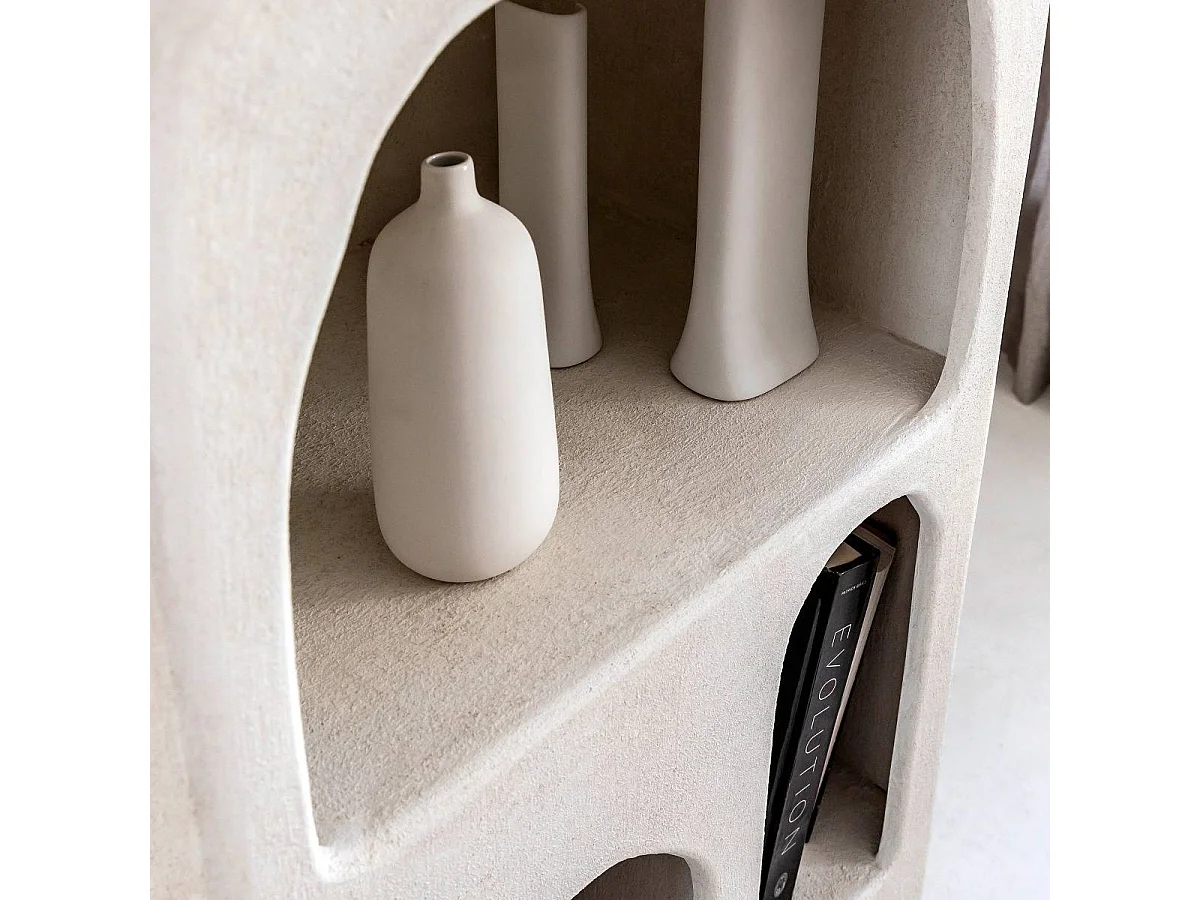 Bibliothèque en bois effet béton blanc Danaé