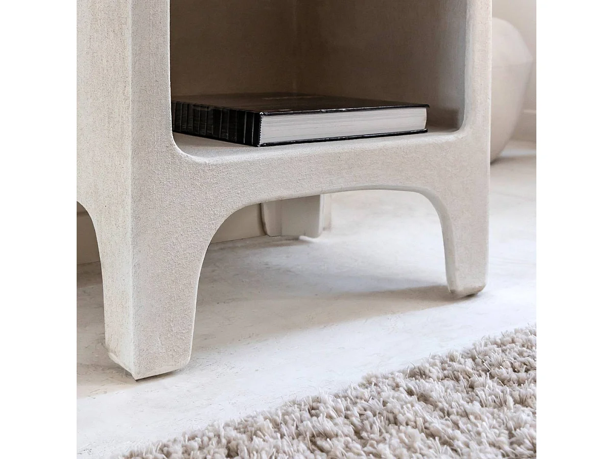 Bibliothèque en bois effet béton blanc Danaé