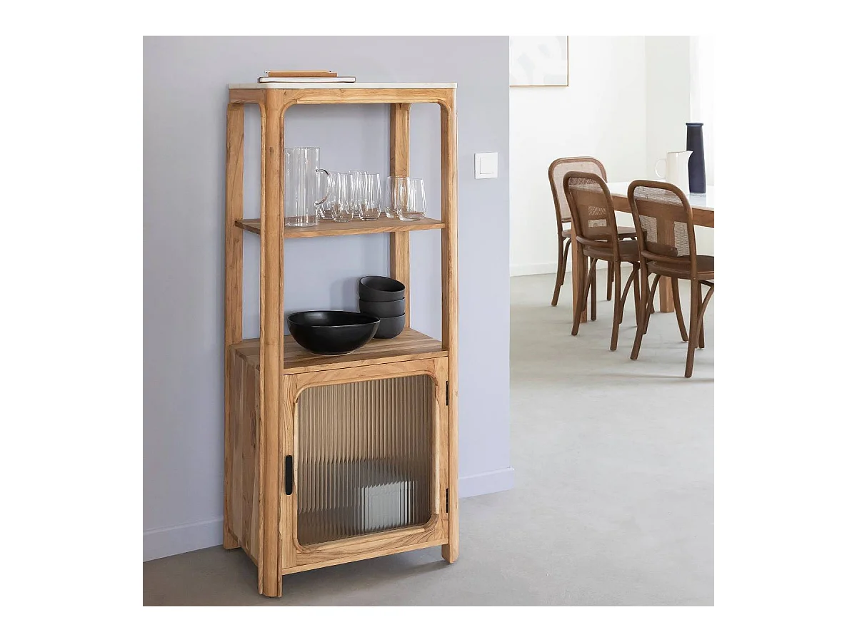 Columna en madera de acacia y mármol Emyr