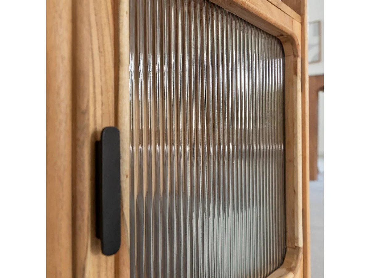 Colonne en bois d'acacia et marbre Emyr