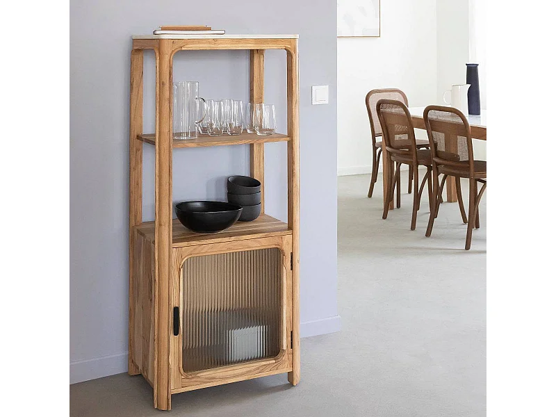 Columna en madera de acacia y mármol Emyr