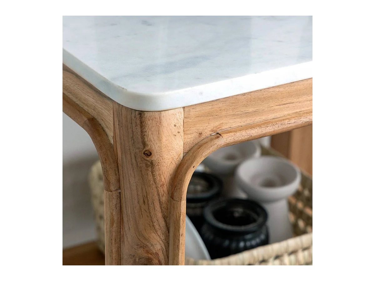 Etagère carrée en bois d'acacia et marbre Emyr