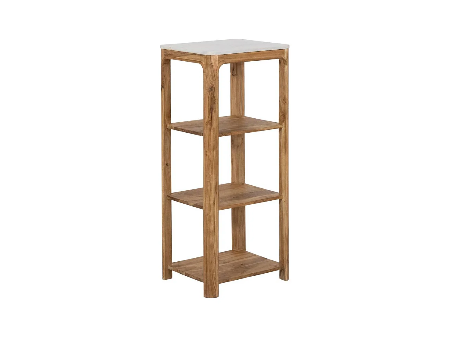 Etagère carrée en bois d'acacia et marbre Emyr